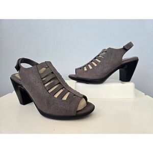 Croft & Barrow Shay Heels 8M Taupe Slingback Caged Peep Toe Ortholite Shoes